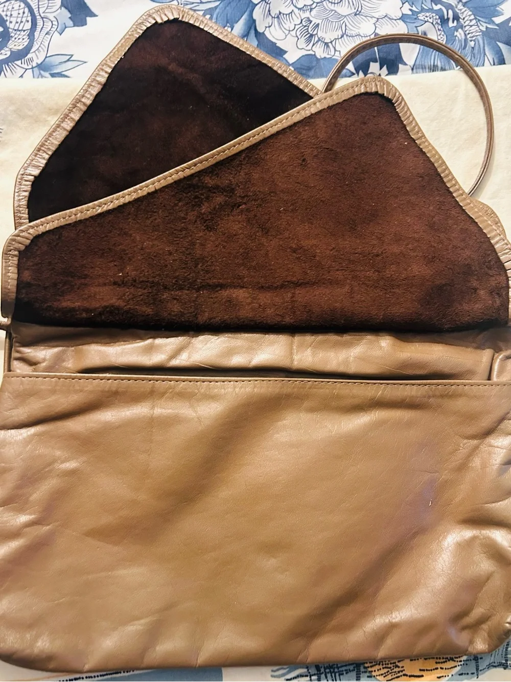 Vintage Brown Leather Envelope Crossbody Bag